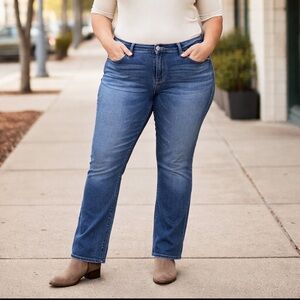 Silver Jeans Womens Elyse Straight 18 32L Mid Rise Stretch Medium Wash